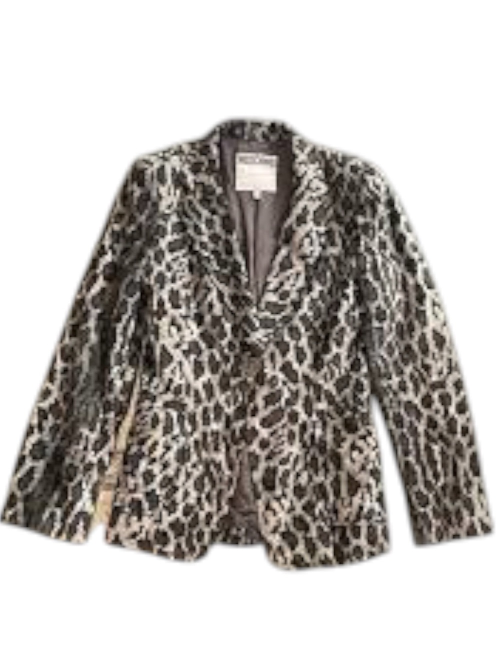 Vintage Moschino anthracite leopard print single-breasted blazer.